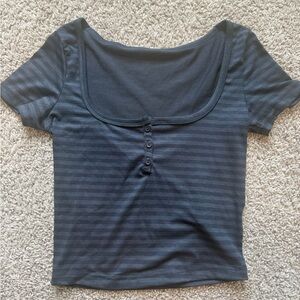 Striped Navy Blue Women's Scoop Neck Tee